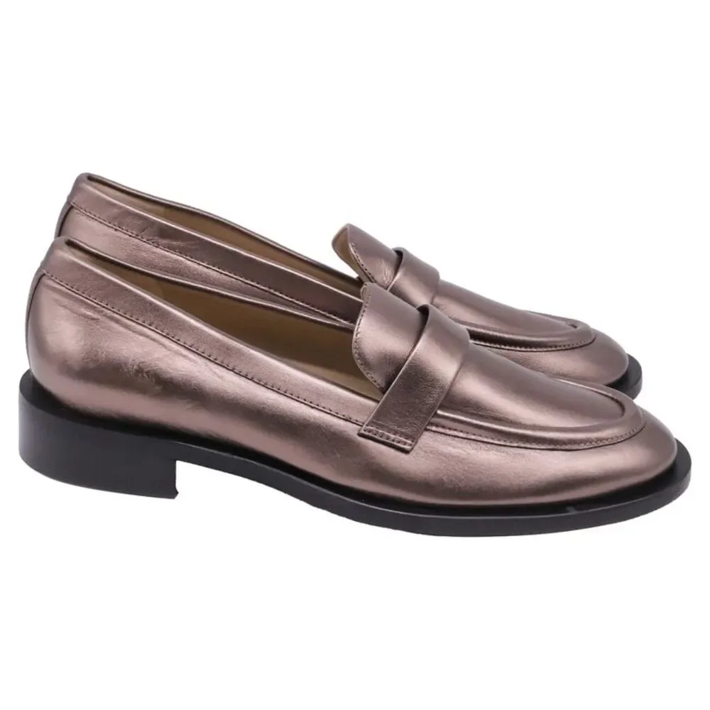 Stuart Weitzman Palmer Loafers in Bronze Leather